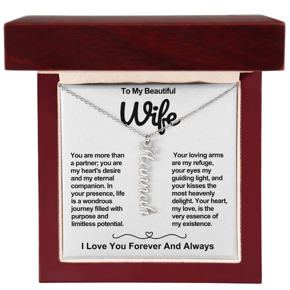 Wife Vertical Personalized Valentine Name Necklace