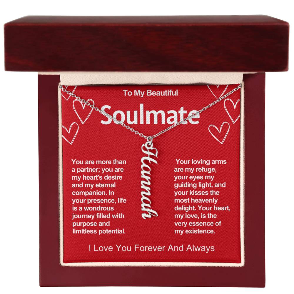 Soulmate Vertical Personalized Valentine Name Necklace