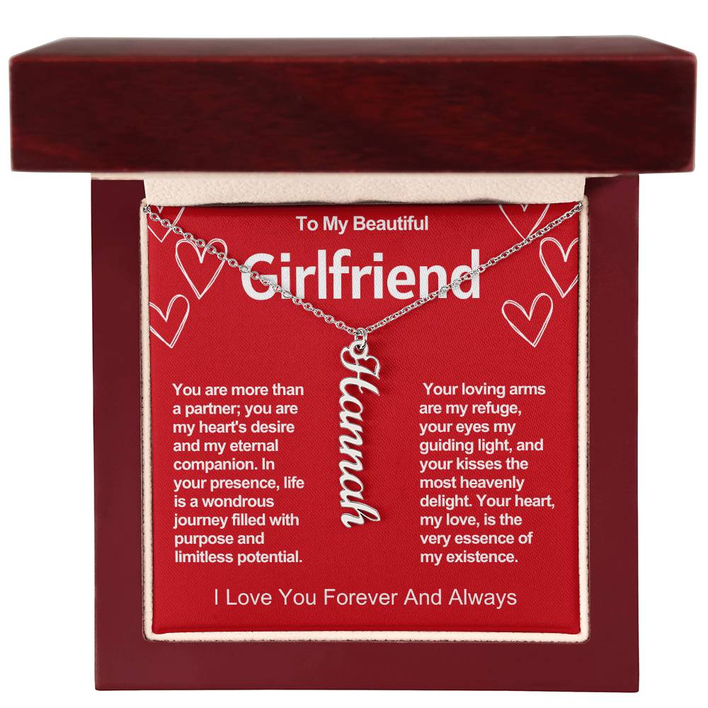 Girlfriend Vertical Personalized Valentine Name Necklace