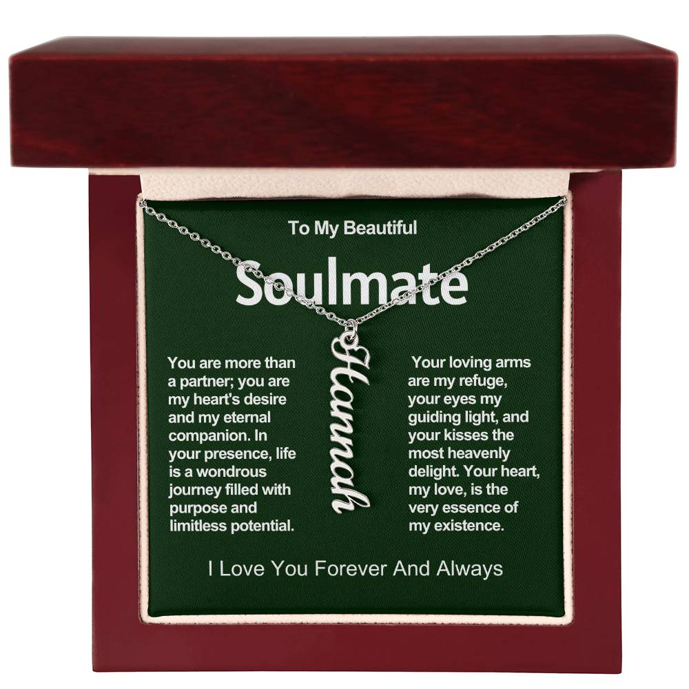 To My Beautiful Soulmate Vertical Name Necklace