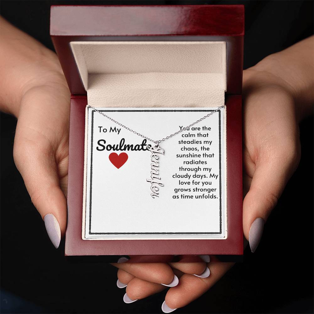 Soulmate Custom Vertical Name Necklace-My Love For You Grows Stronger