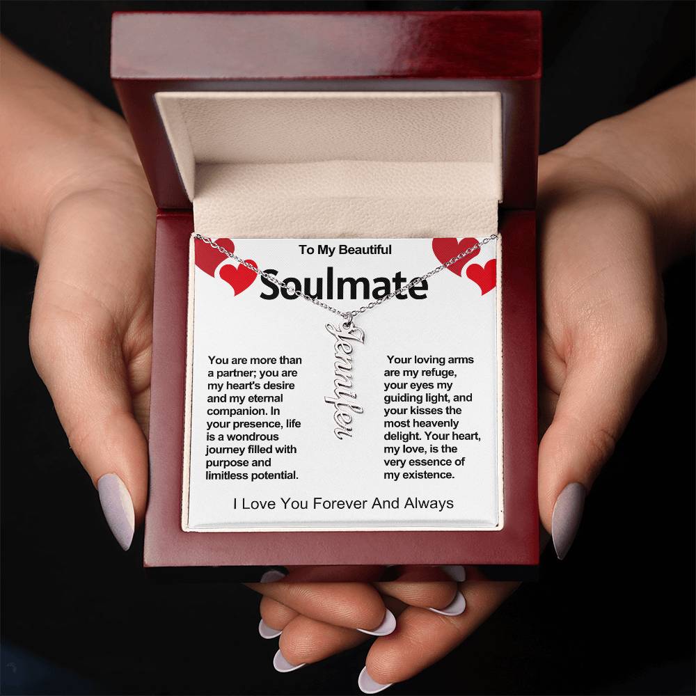 Soulmate Vertical Personalized Valentine Name Necklace