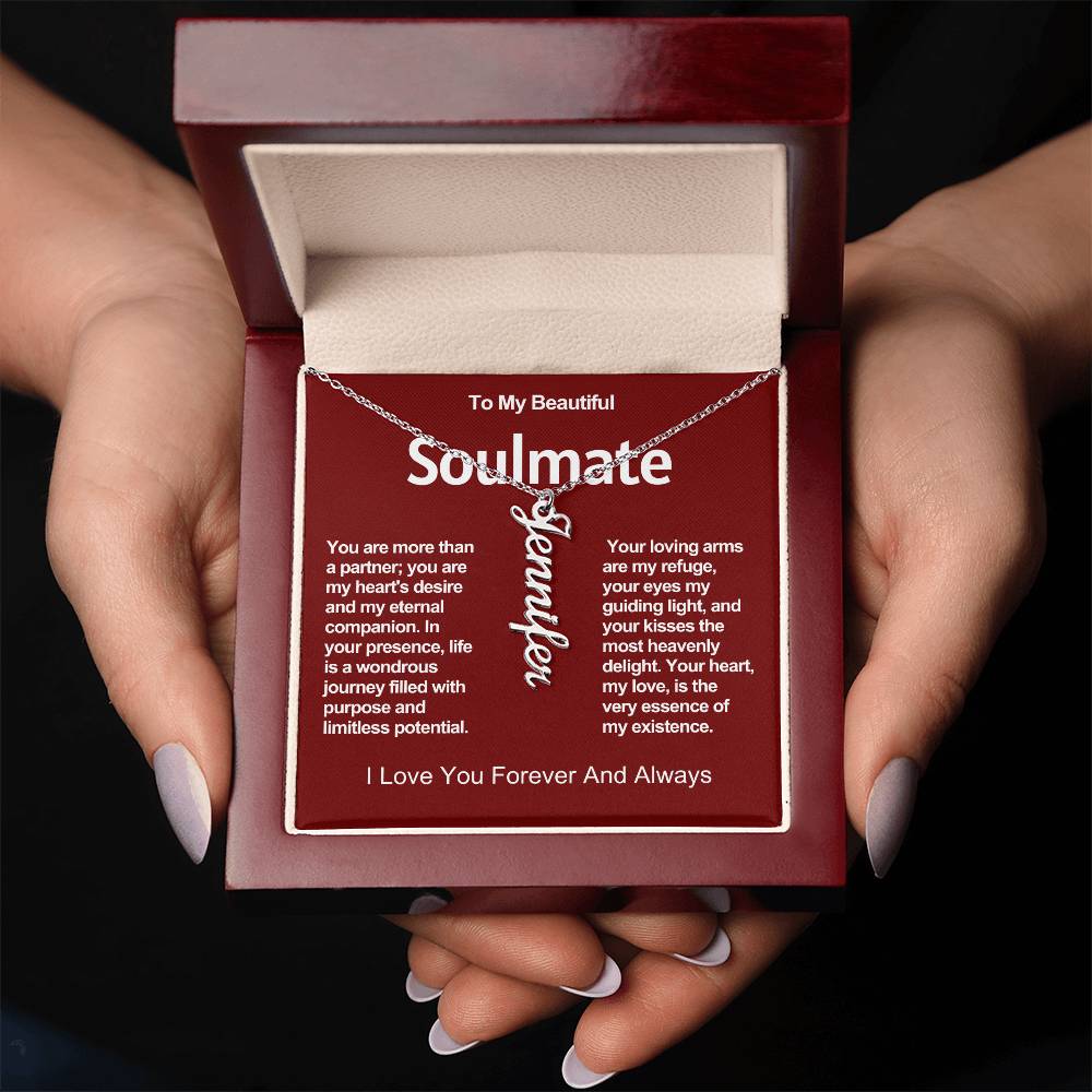 To My Beautiful Soulmate Vertical Name Necklace