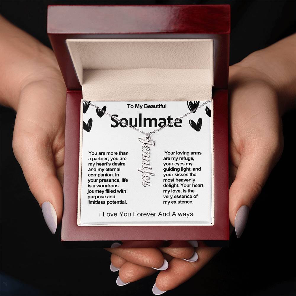 Soulmate Vertical Personalized Valentine Name Necklace