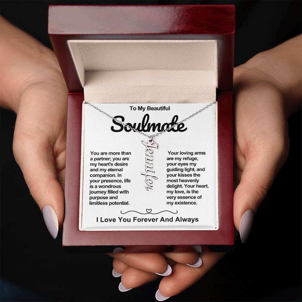 Soulmate Vertical Personalized Valentine Name Necklace