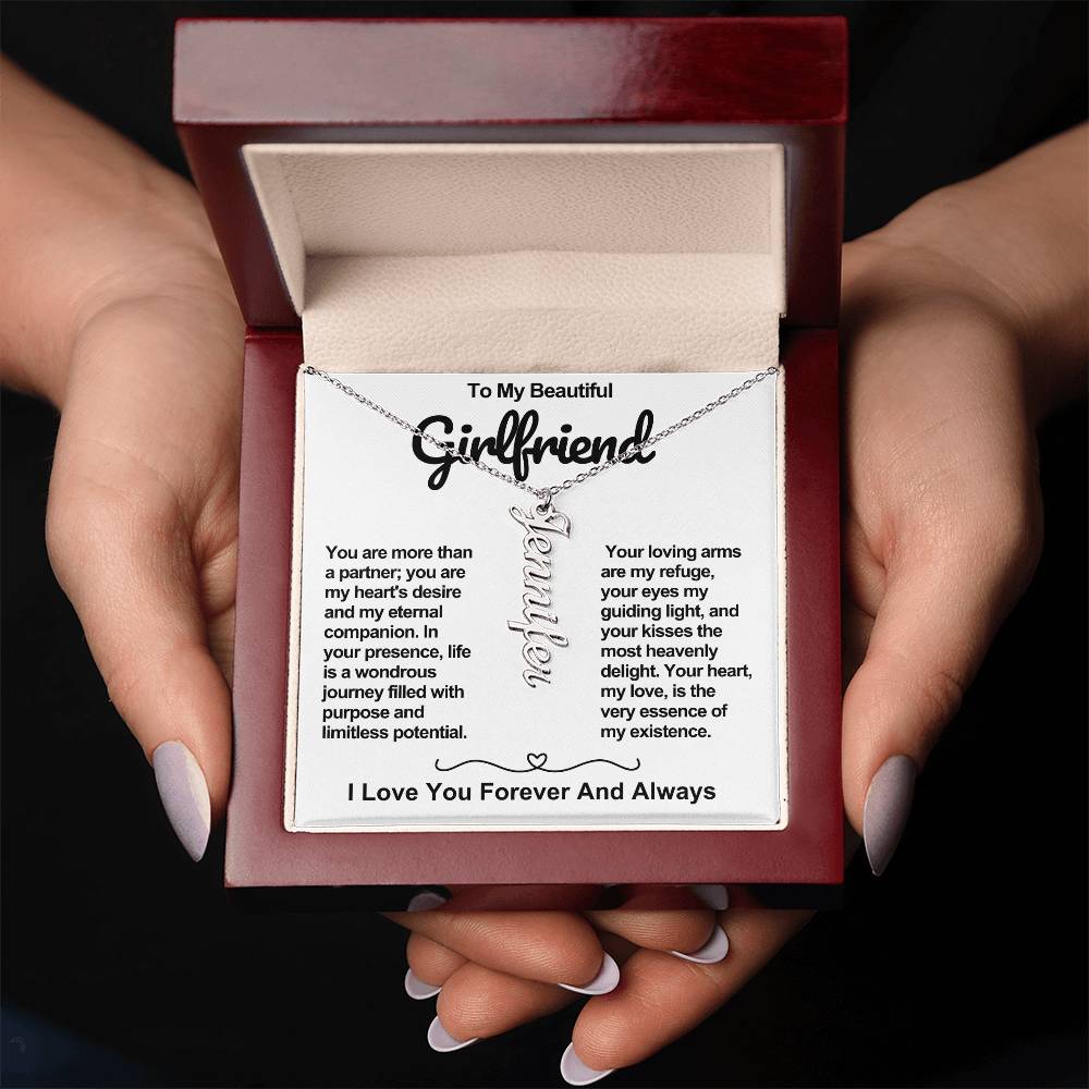 Girlfriend Vertical Personalized Valentine Name Necklace