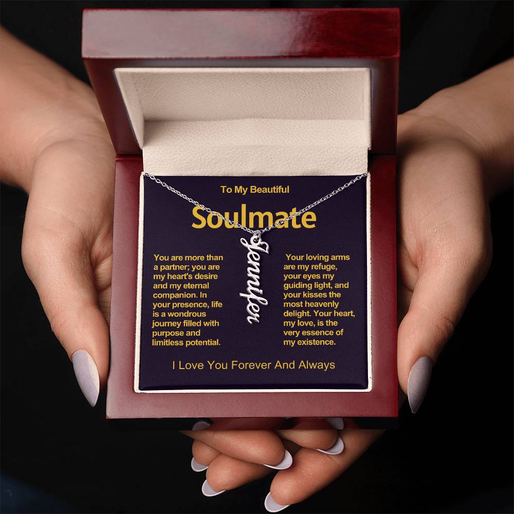 To My Beautiful Soulmate Vertical Name Necklace