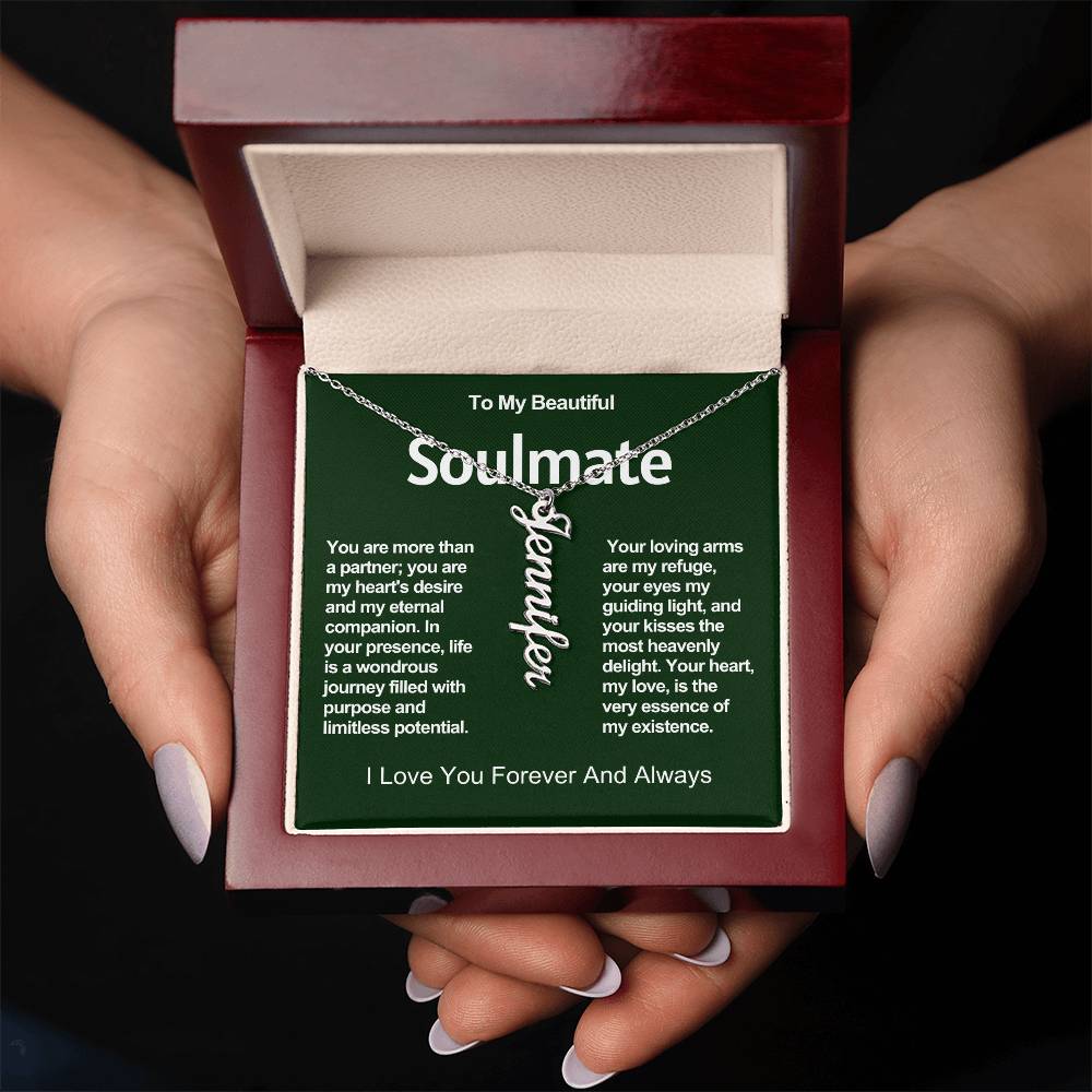 To My Beautiful Soulmate Vertical Name Necklace