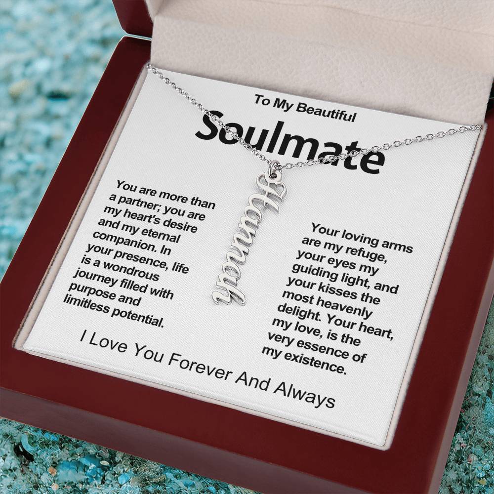 To My Beautiful Soulmate Vertical Name Necklace