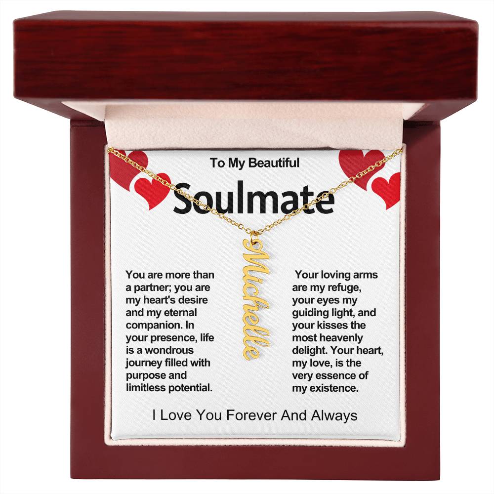 Soulmate Vertical Personalized Valentine Name Necklace