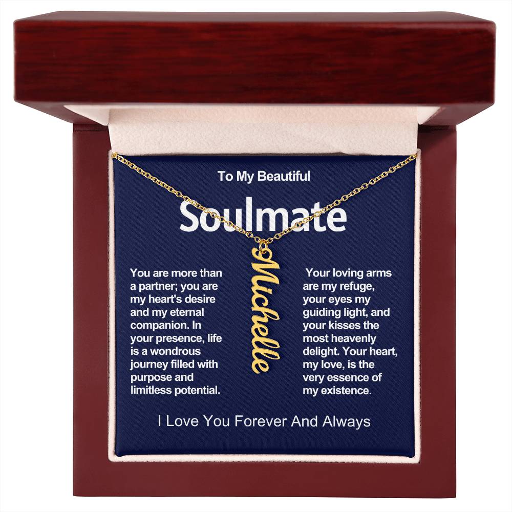 To My Beautiful Soulmate Vertical Name Necklace