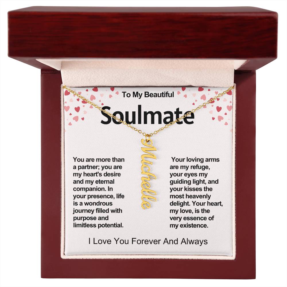 Soulmate Vertical Personalized Valentine Name Necklace