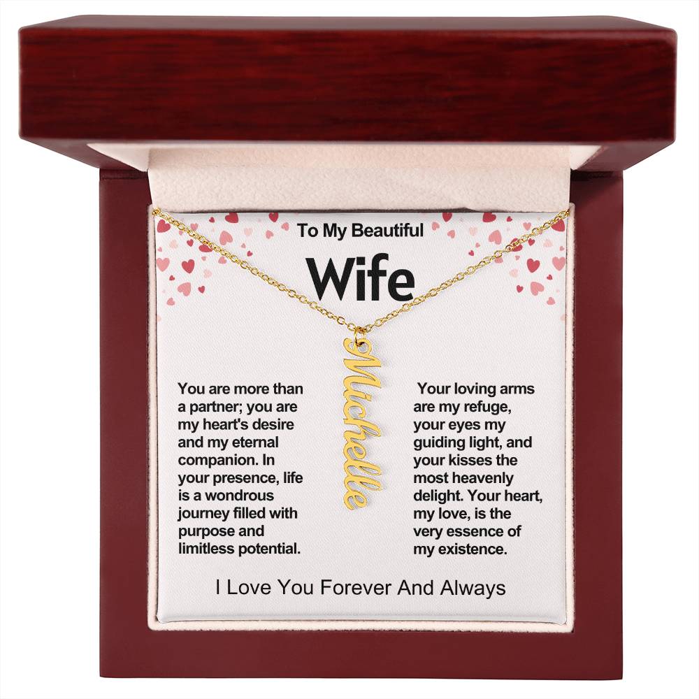 Wife Vertical Personalized Valentine Name Necklace