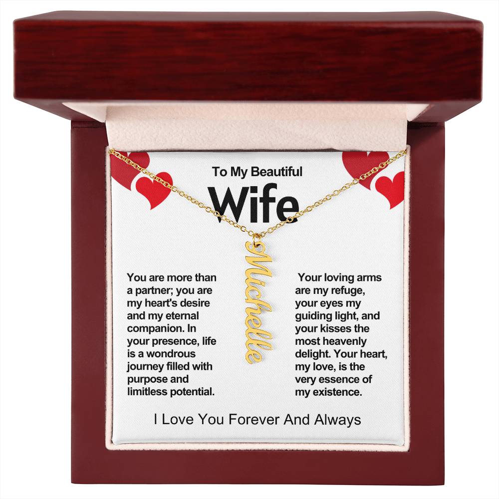 Wife Vertical Personalized Valentine Name Necklace