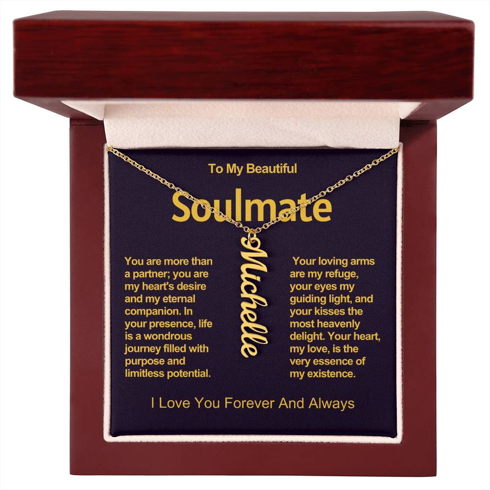 To My Beautiful Soulmate Vertical Name Necklace