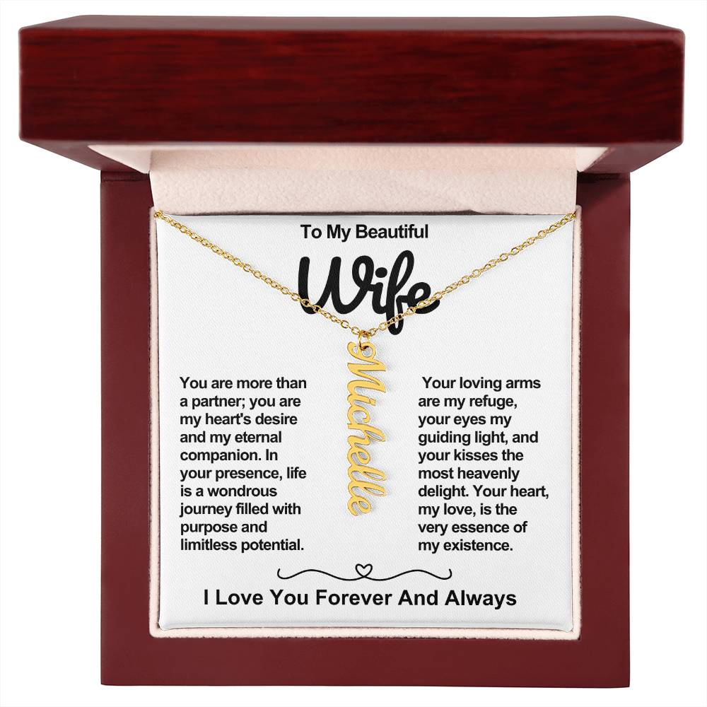 Wife Vertical Personalized Valentine Name Necklace