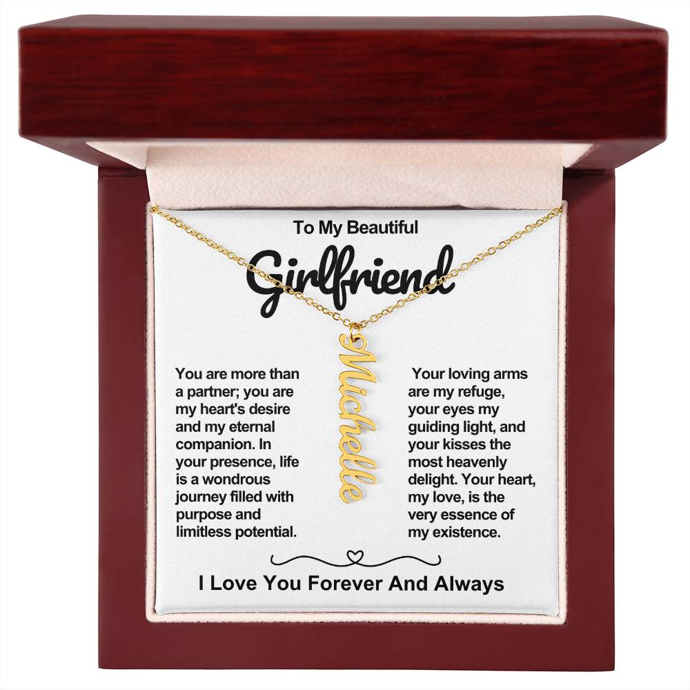 Girlfriend Vertical Personalized Valentine Name Necklace