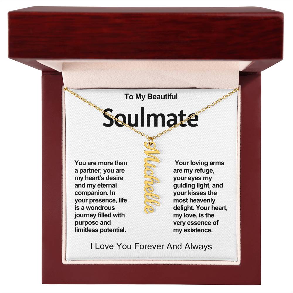 To My Beautiful Soulmate Vertical Name Necklace