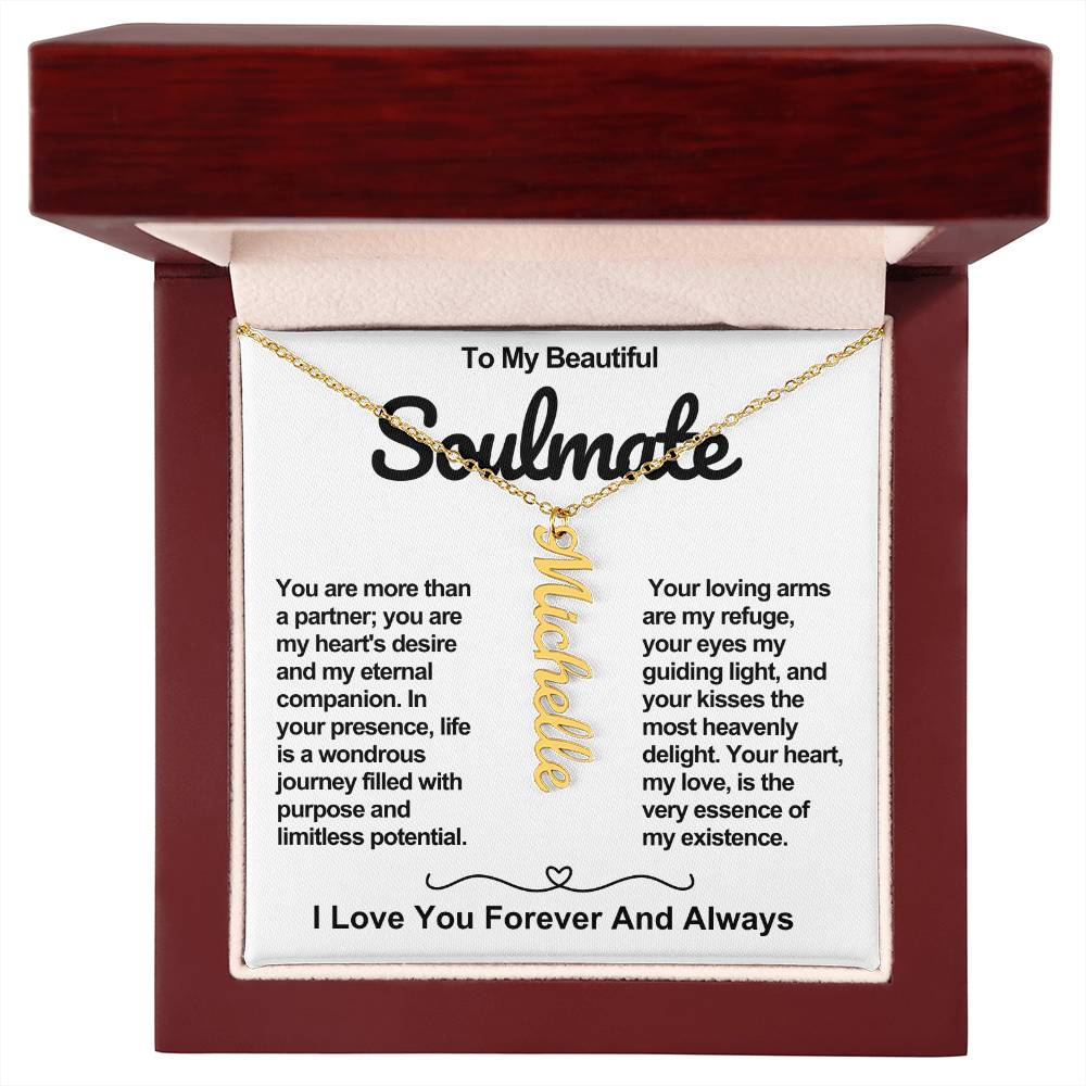 Soulmate Vertical Personalized Valentine Name Necklace