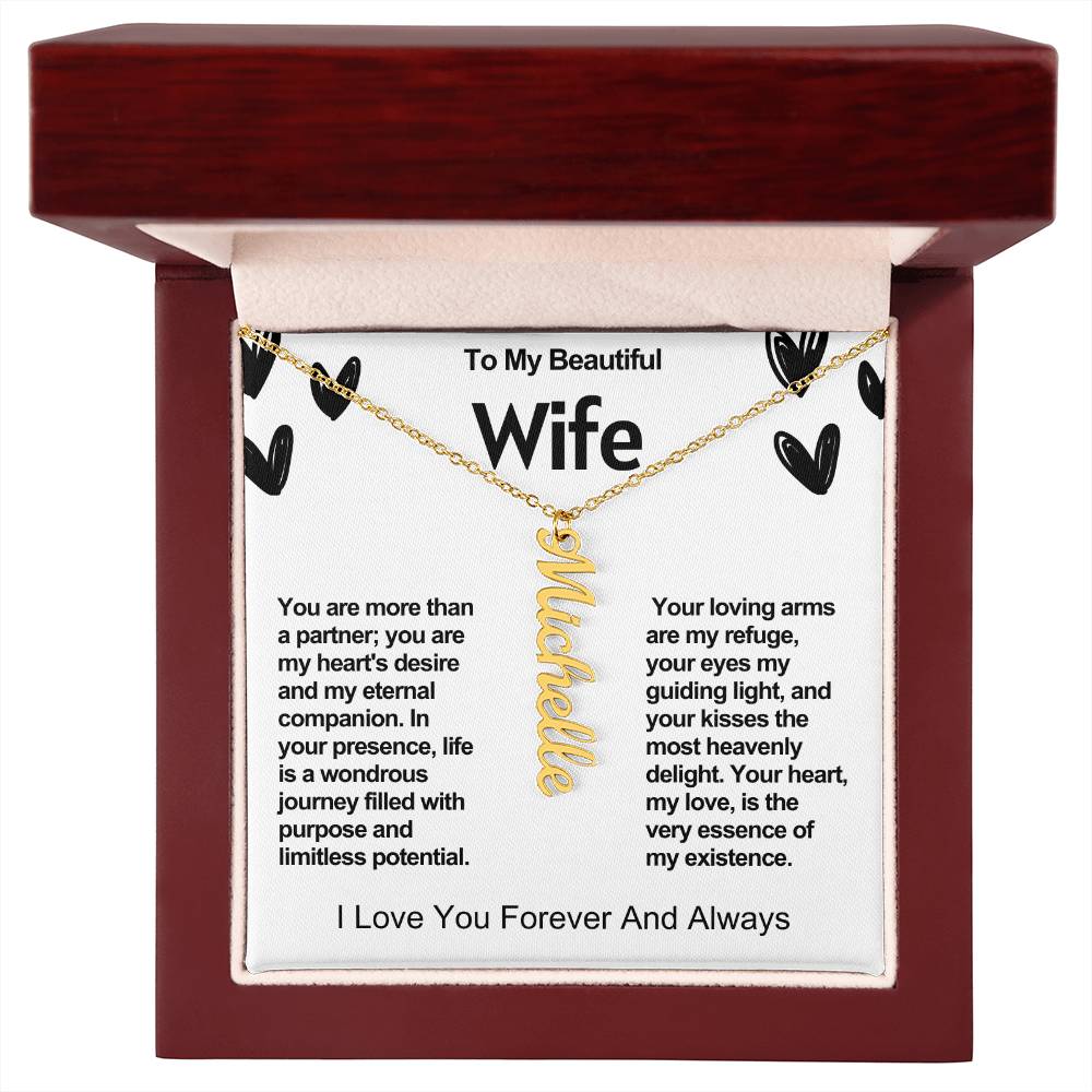 Wife Vertical Personalized Valentine Name Necklace