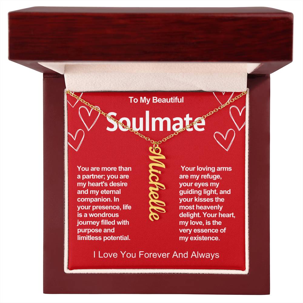 Soulmate Vertical Personalized Valentine Name Necklace