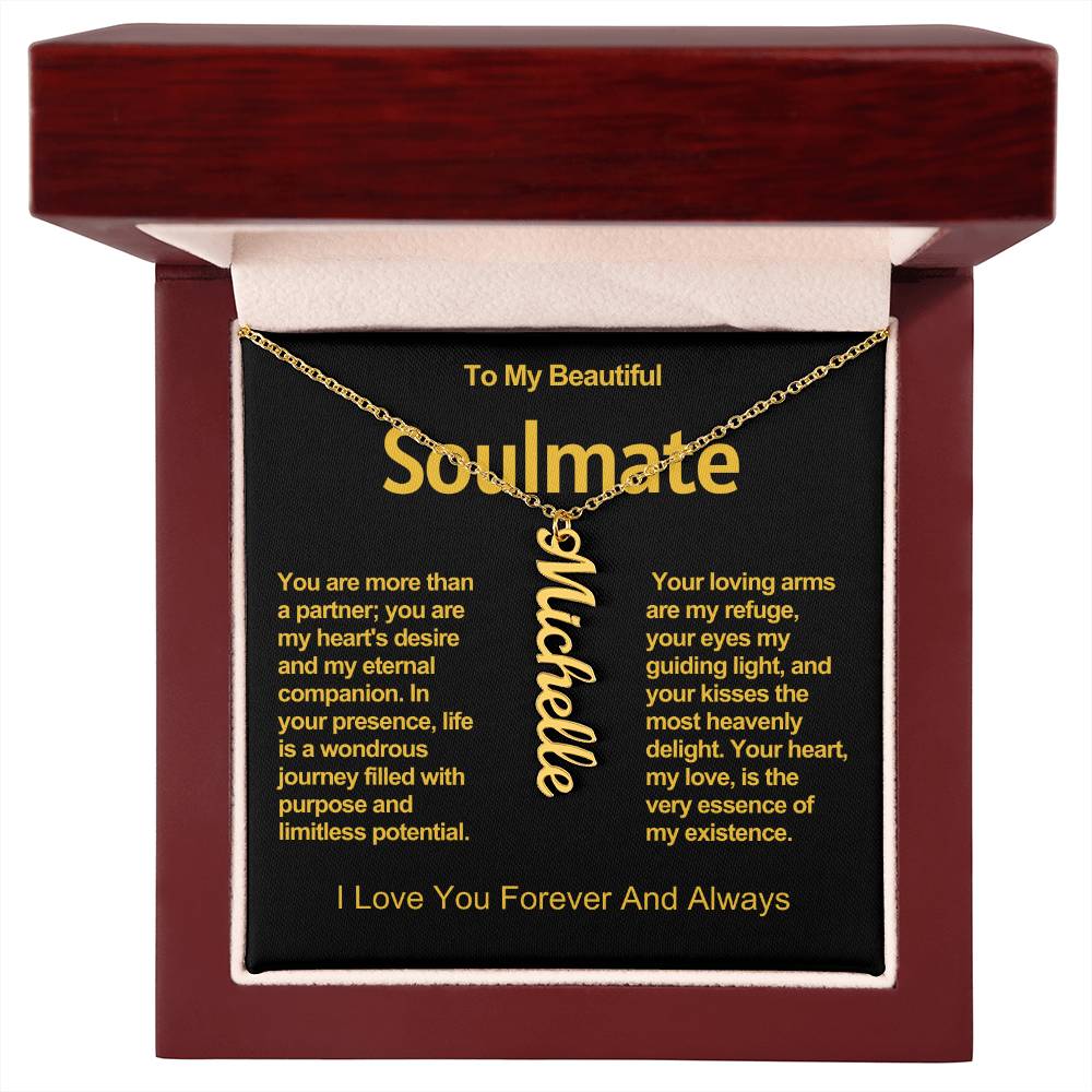 To My Beautiful Soulmate Vertical Name Necklace