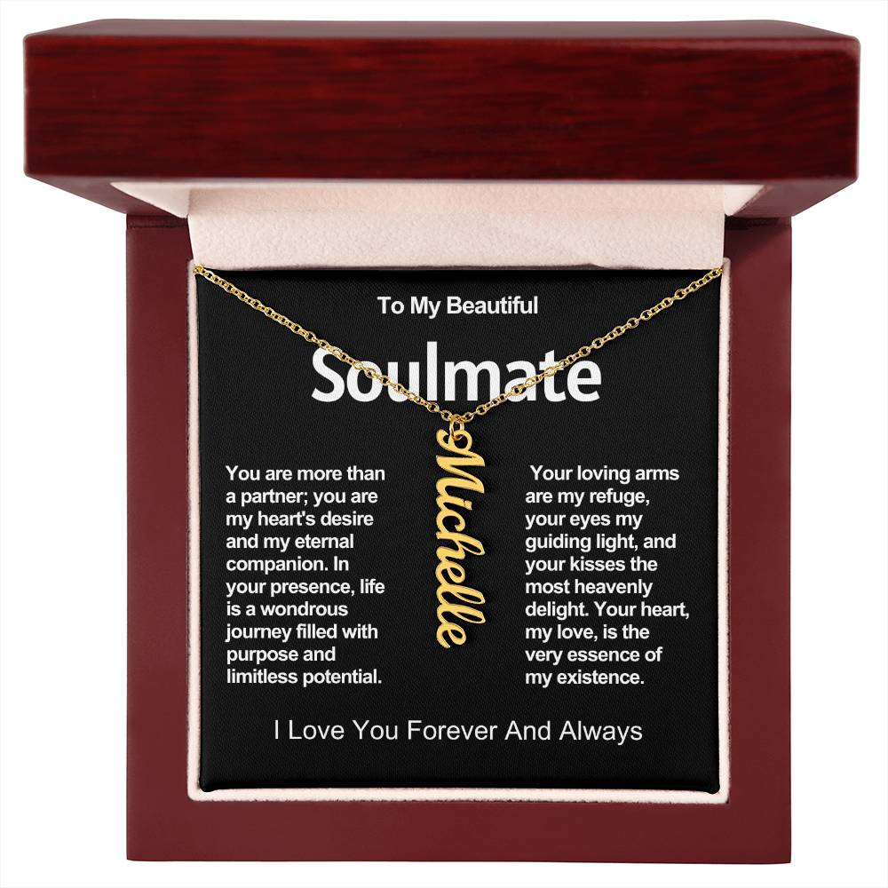 To My Beautiful Soulmate Vertical Name Necklace