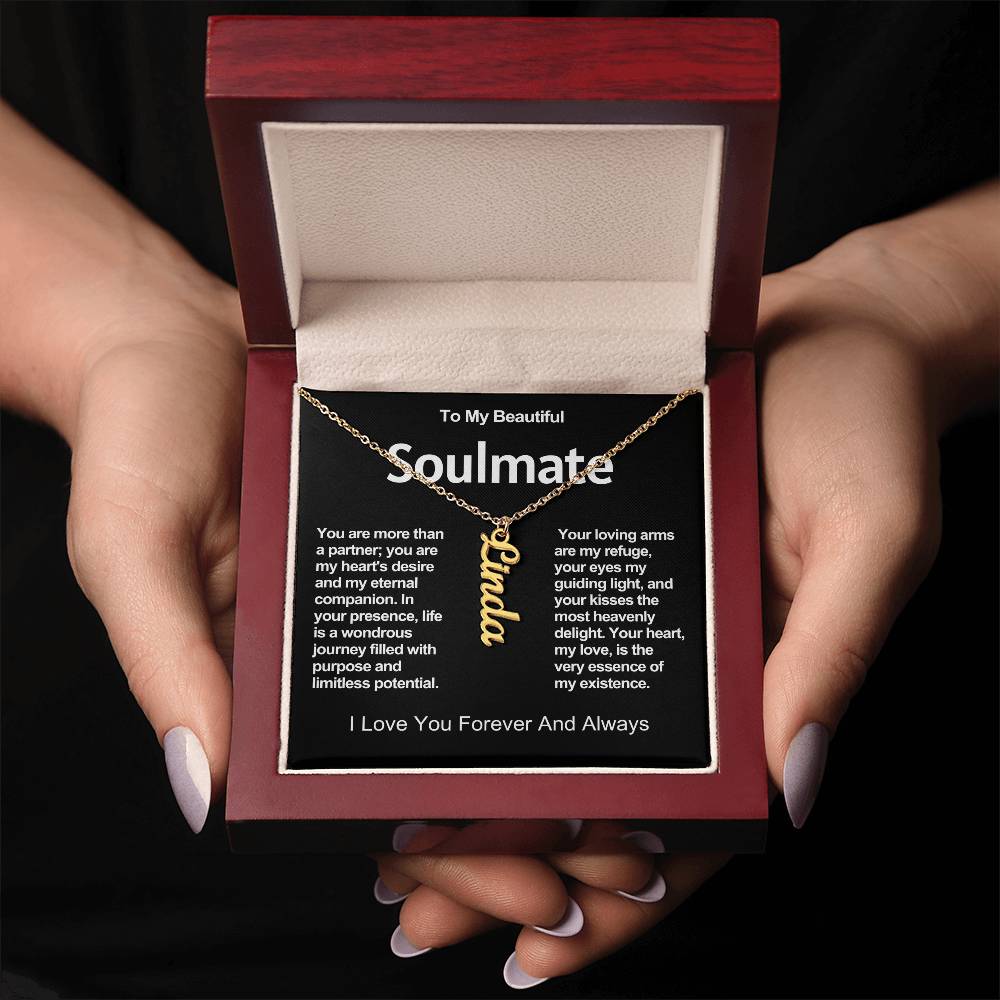 To My Beautiful Soulmate Vertical Name Necklace