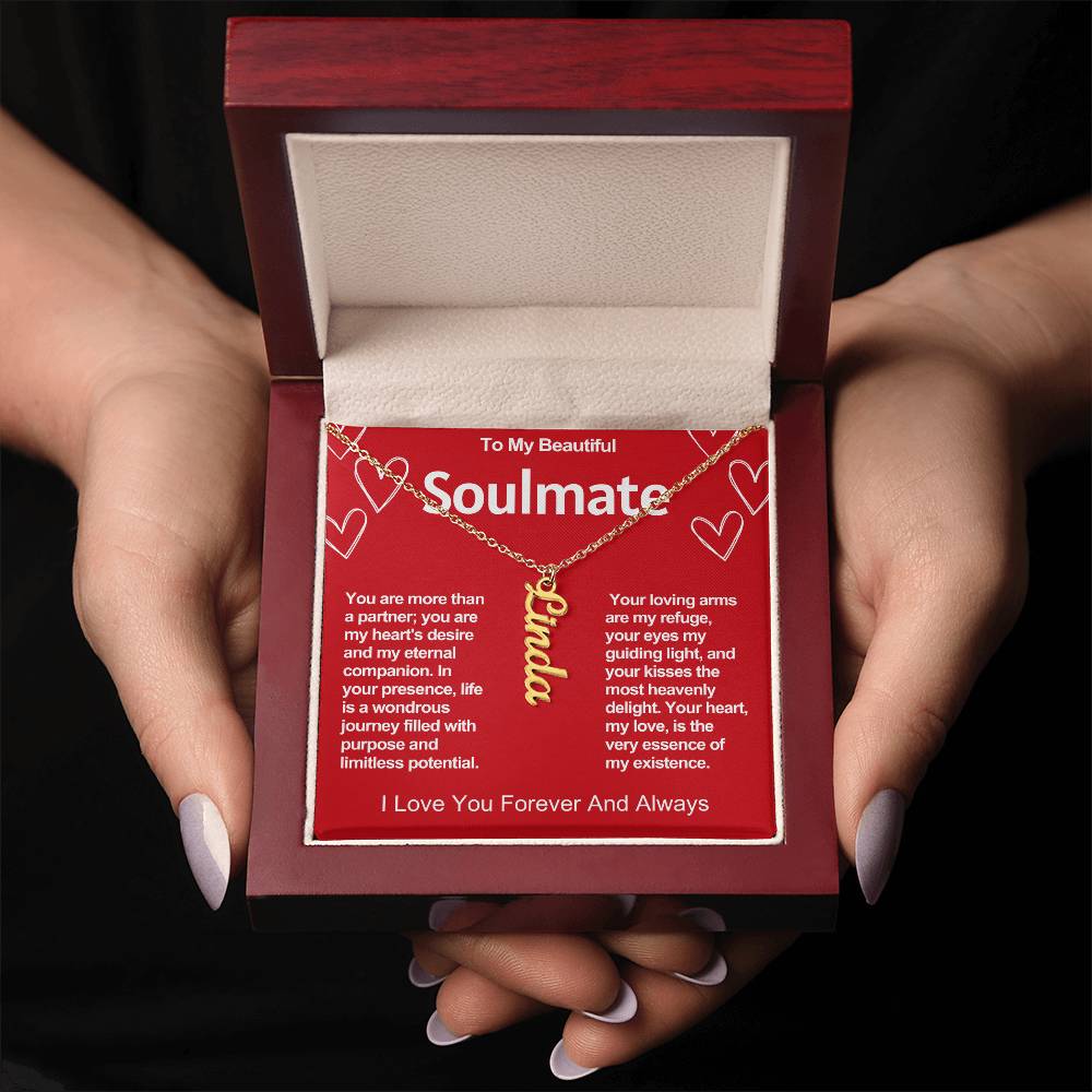 Soulmate Vertical Personalized Valentine Name Necklace