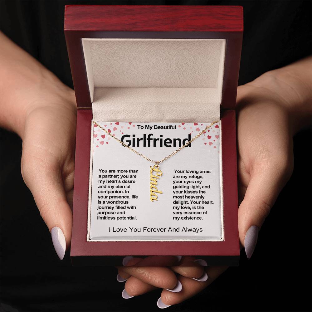 Girlfriend Vertical Personalized Valentine Name Necklace