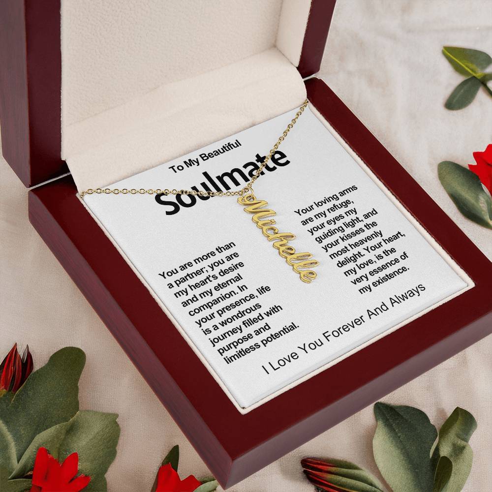 To My Beautiful Soulmate Vertical Name Necklace