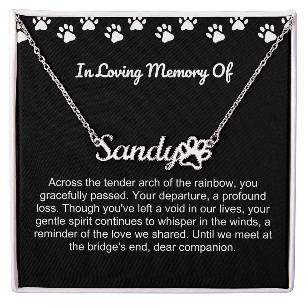 In Loving Memory Of Pet Paw Necklace