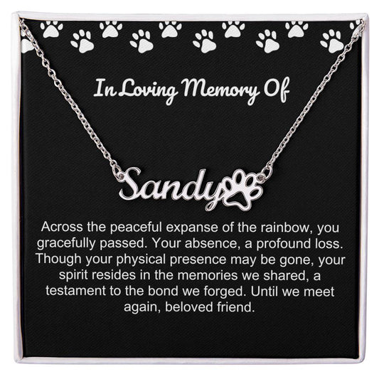 In Loving Memory Of Pet Paw Necklace