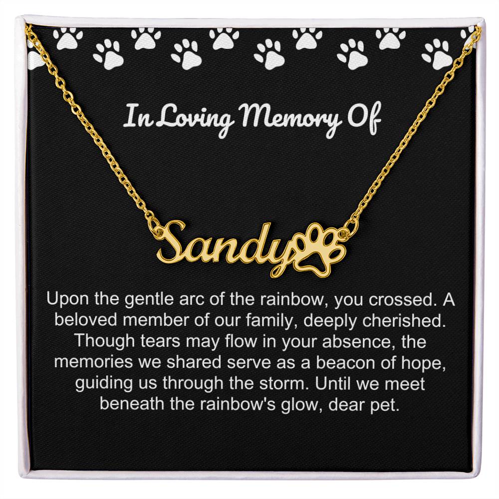 In Loving Memory Of Pet Paw Necklace