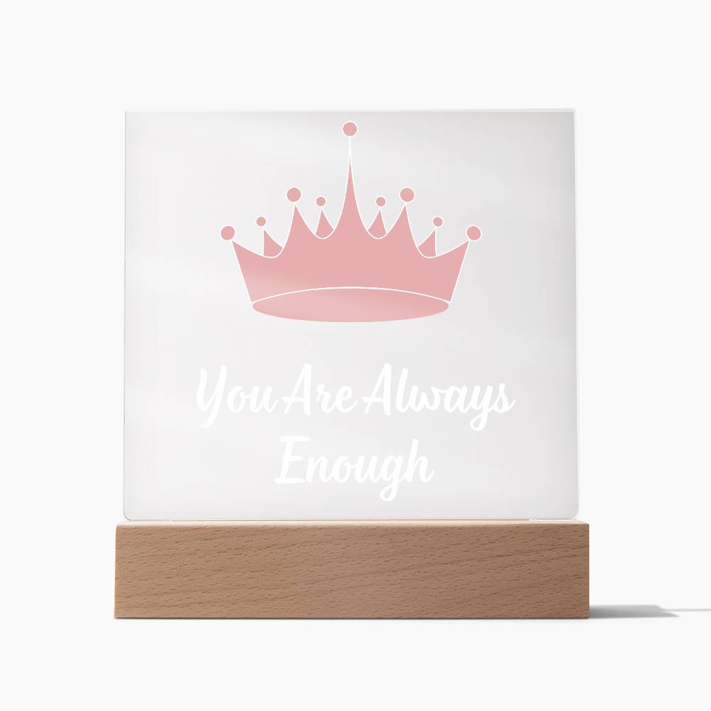 You Are Always Enough Pink Crown Night Light