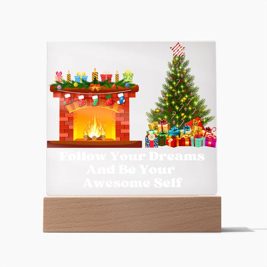 Night Light Plaque- Fireplace & Christmas Tree