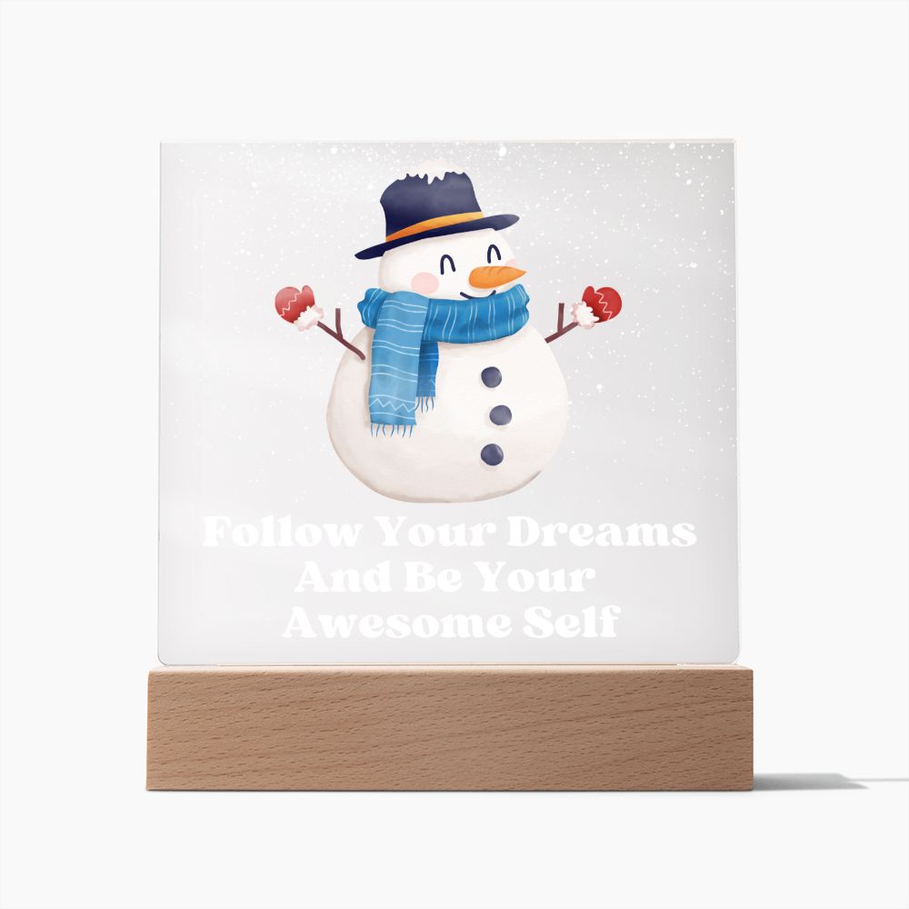 Night Light Plaque- Snowman Blue Scarf