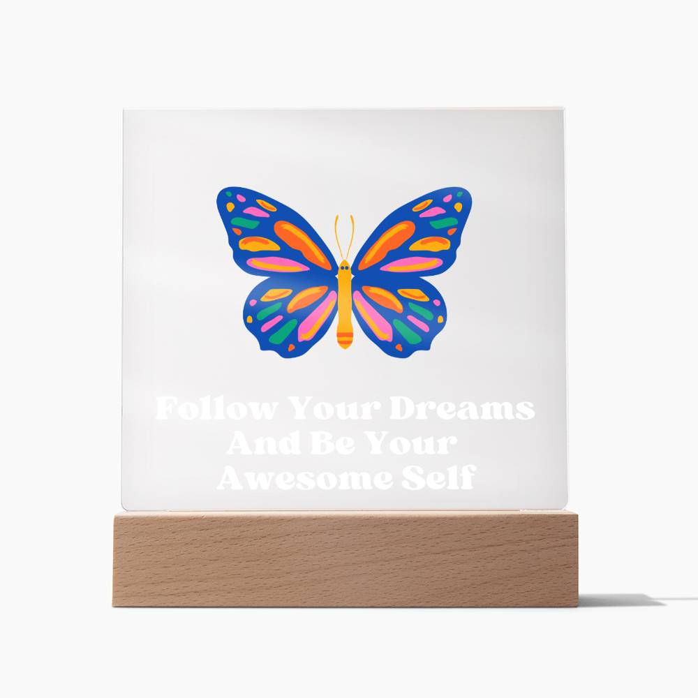 Square Night Light Plaque - Be Your Awesome Self Butterfly