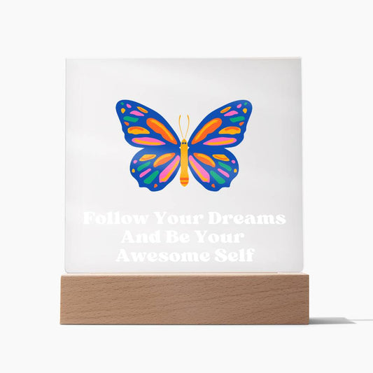 Square Night Light Plaque - Be Your Awesome Self Butterfly