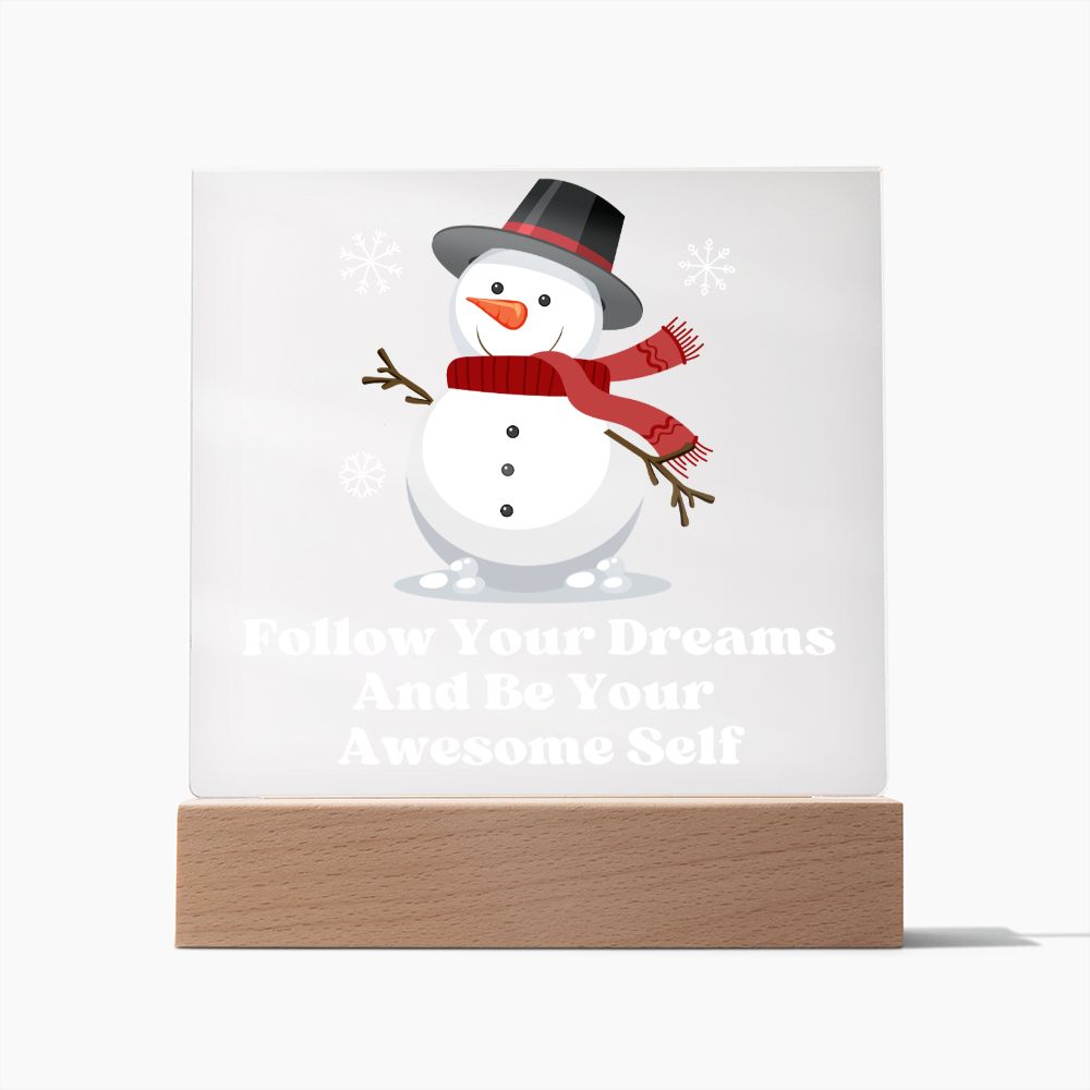 Night Light Plaque- Snowman Red Scarf
