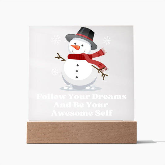 Night Light Plaque- Snowman Red Scarf