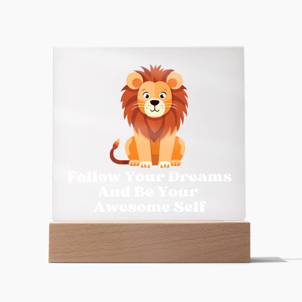 Square Night Light Plaque - Be Your Awesome Self Lion