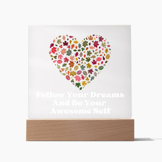 Square Night Light Plaque - Be Your Awesome Self Hearts