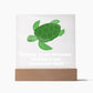 Square Night Light Plaque - Be Your Awesome Self Green Turtle