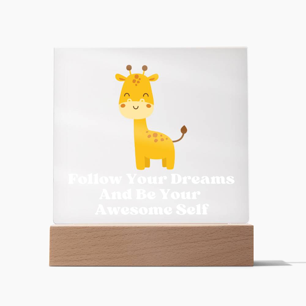 Square Night Light Plaque - Be Your Awesome Self Giraffe