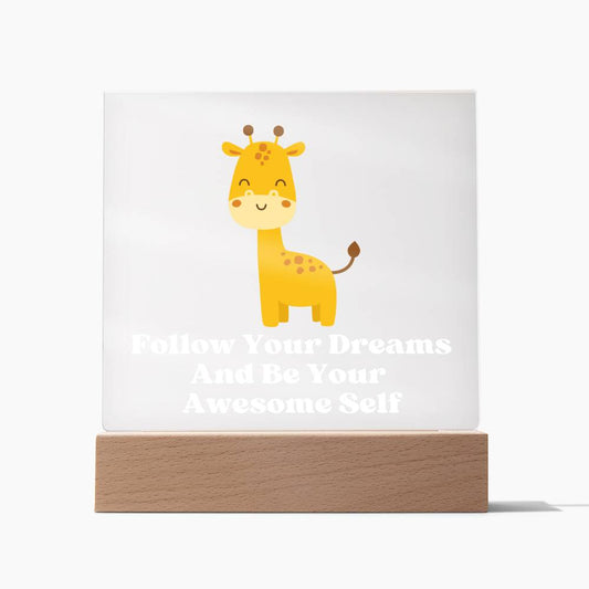 Square Night Light Plaque - Be Your Awesome Self Giraffe