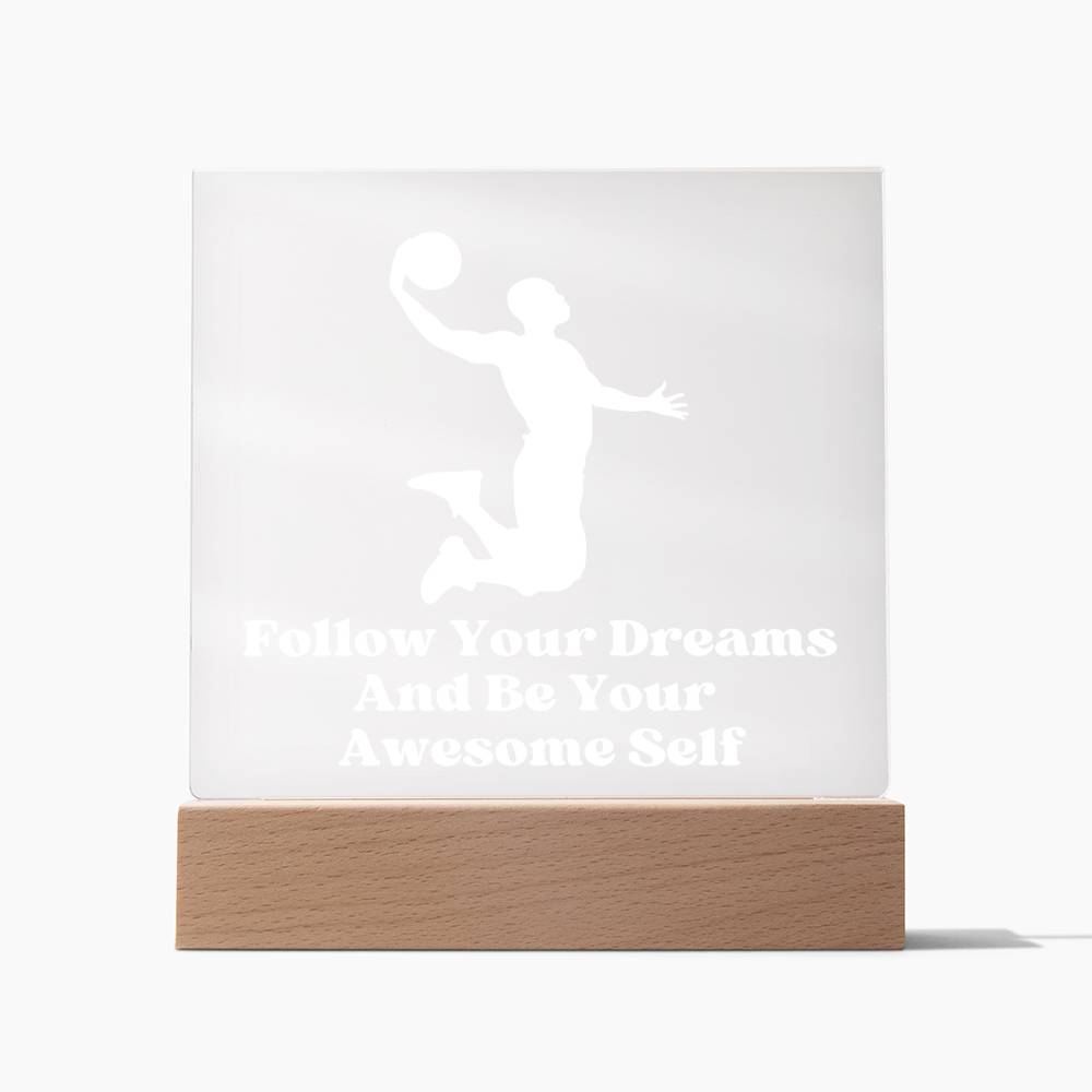 Square Night Light Plaque - Be Your Awesome Self Basketball