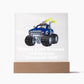 Square Night Light Plaque - Be Your Awesome Self Blue Monster Truck