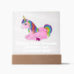 Square Night Light Plaque - Be Your Awesome Self Pink Unicorn