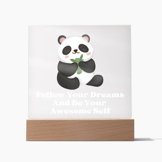 Square Night Light Plaque - Be Your Awesome Self Panda Bear